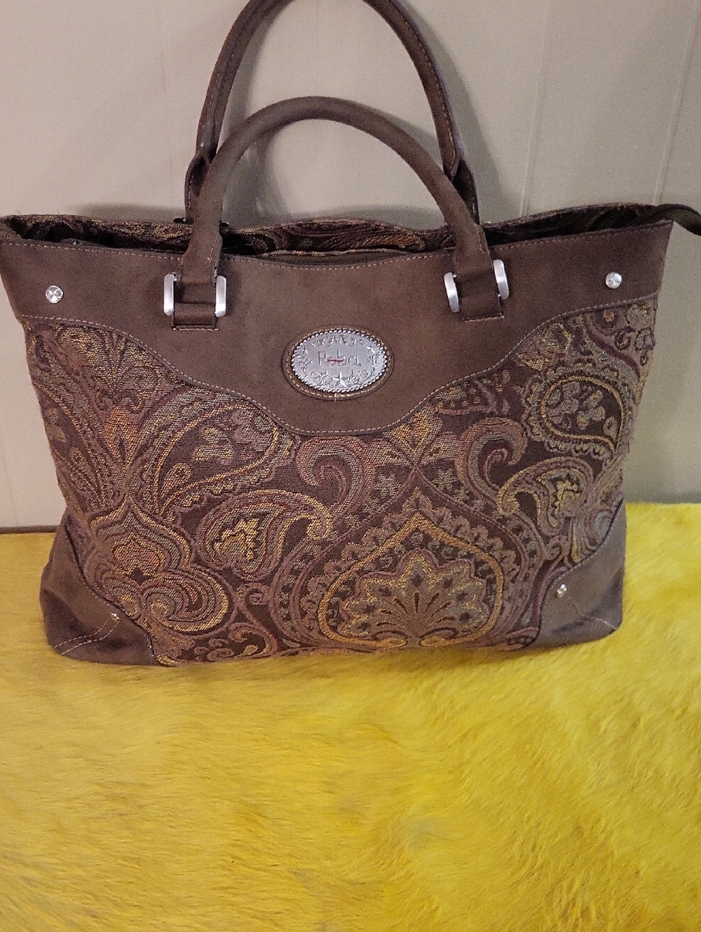 REBA Brown Paisley  TRAVELING Tote Bag - Women